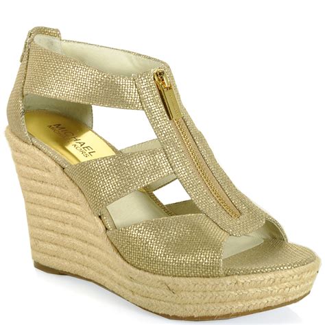 michael michael kors damita leather espadrille wedges|Michael Kors Damita Wedge Espadrille Sandals .